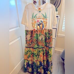 Anthropologie Farm Rio tiered dress with graphs T-shirt at the top. Size L.